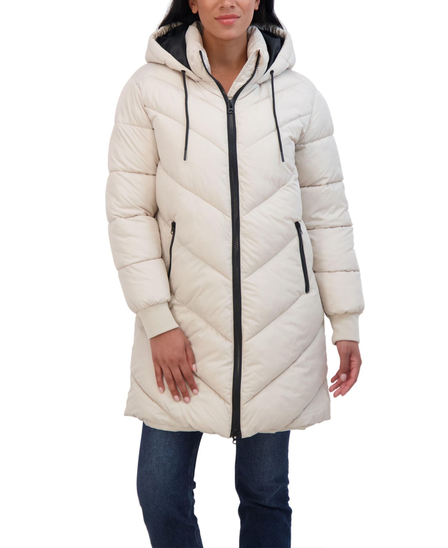 Women's 3/4 Puffer Jacket with Hood