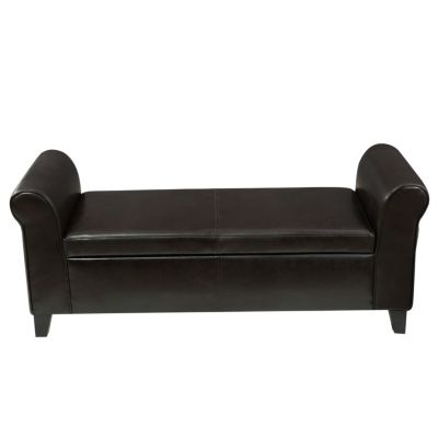 Upholstered Storage Bench With Rolled Arms