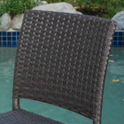 Streamdale Dark Brown Wicker Outdoor Barstools (Set Of 2)
