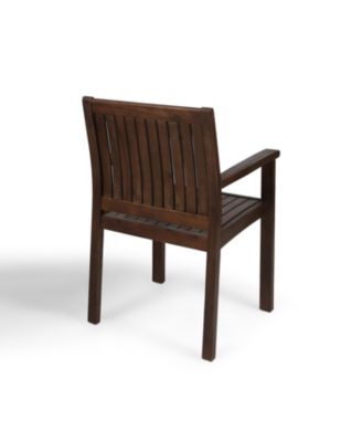 Streamdale Rustic Acacia Wood Dining Chair With Slat Paneling
