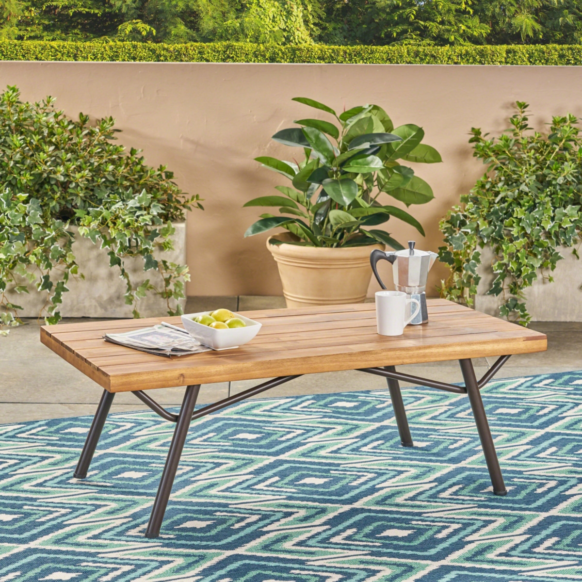 Streamdale Furniture Modern Acacia Wood Patio Coffee Table