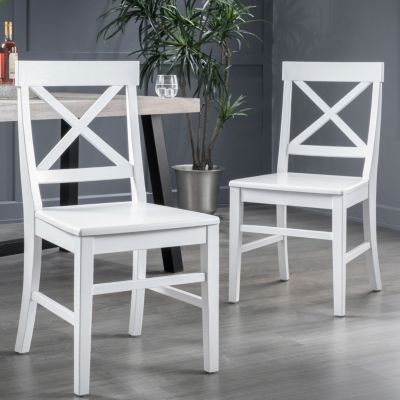 Streamdale Acacia Wood Farmhouse Dining Chairs, White