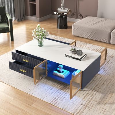Modern Coffee Table with Storage & Lighting