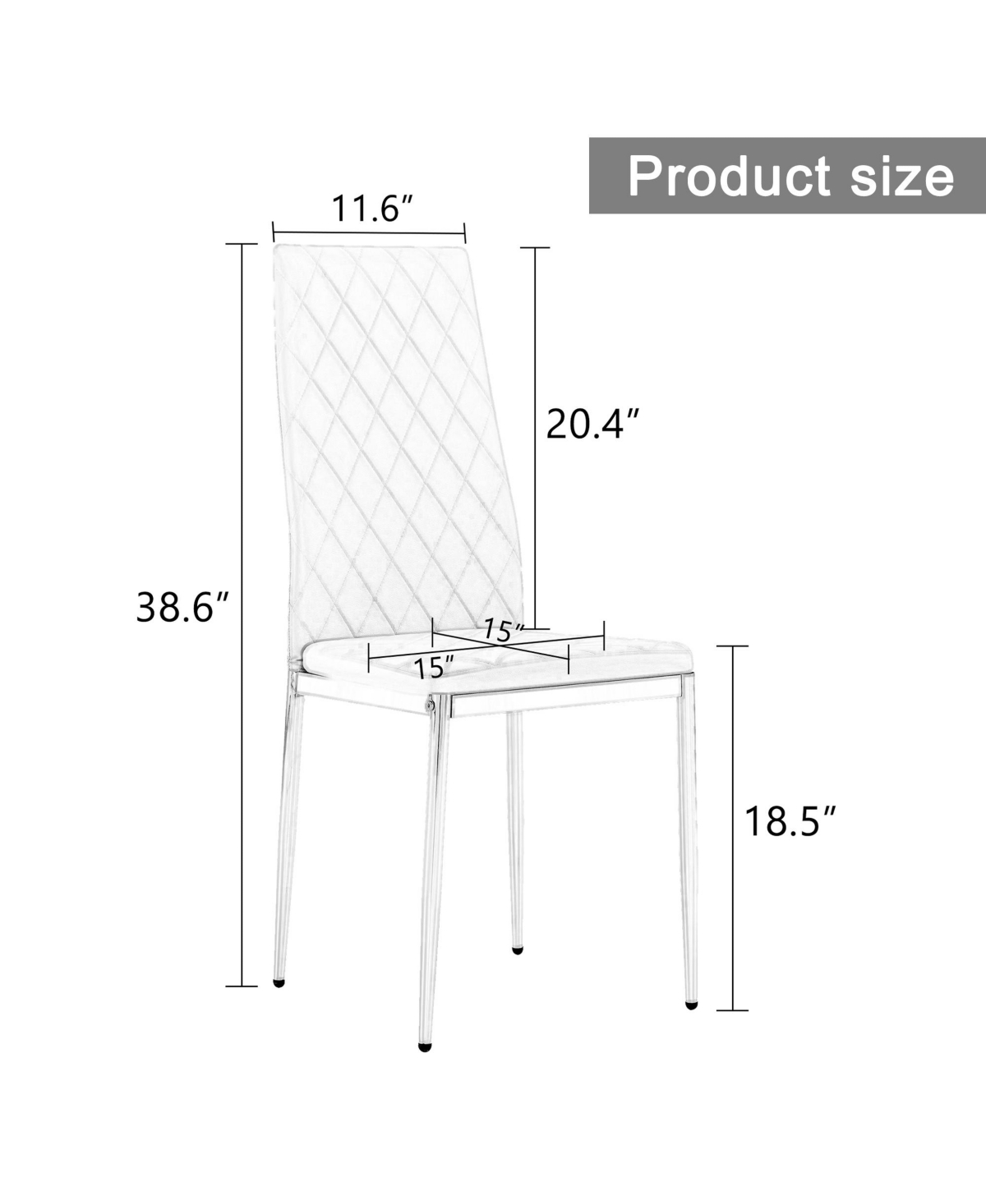 Streamdale Furniture Modern Grid Armless Dining Chair, 6-Piece Set,with Silver Legs - White