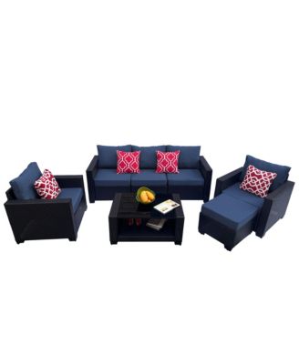 Streamdale 7-Piece Outdoor Rattan Sofa Set with Cushions