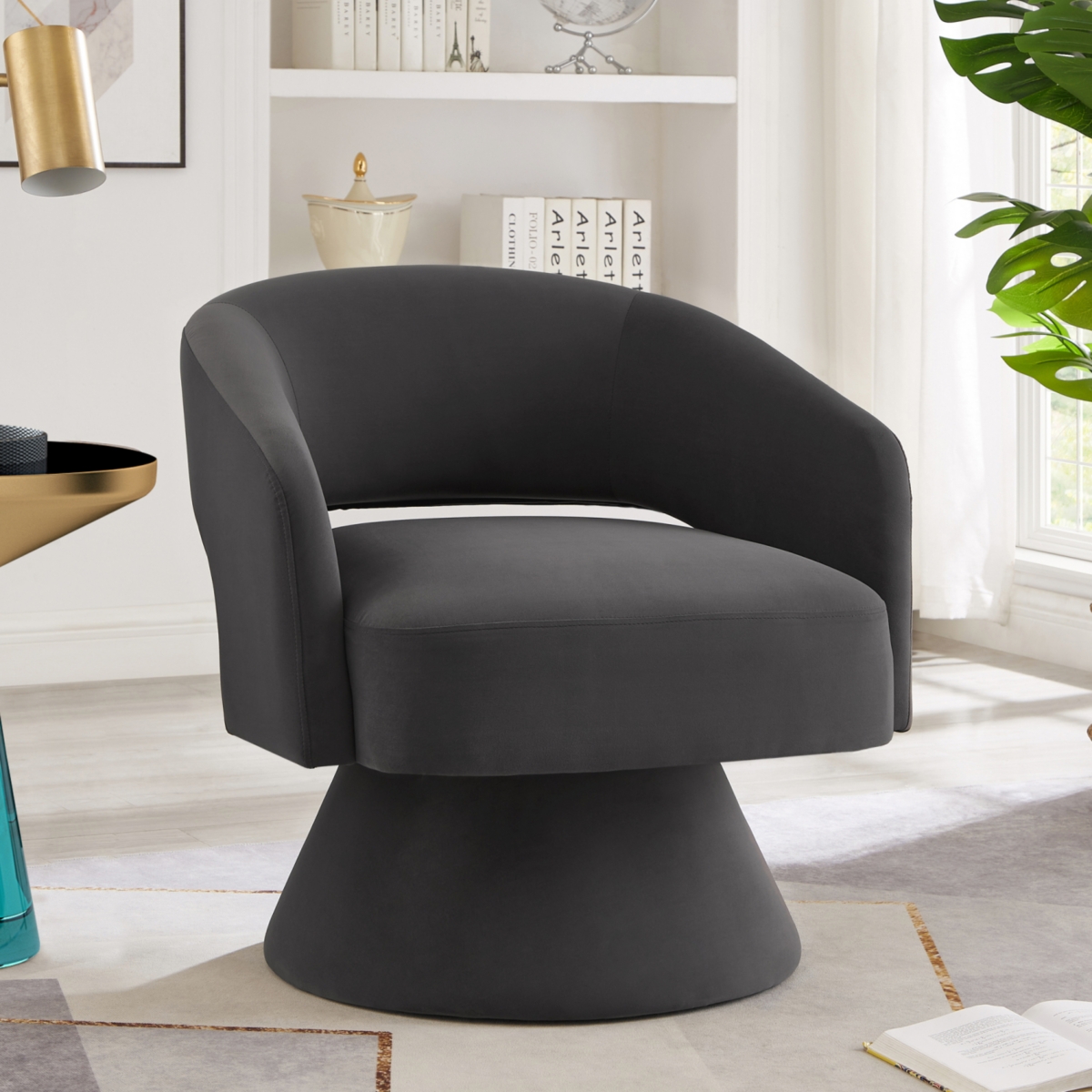 Simplie Fun Modern Swivel Accent Chair: Velvet Comfort, 360° Rotation