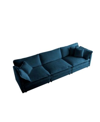 Mid-Century Modern 3-Seater Sofa with Pillows