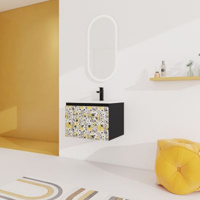 Wall-Mounted Vanity with Ceramic Sink & Soft-Close Doors