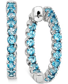 Swiss Blue Topaz Inside-Out Hoop Earrings (4 ct. t.w.) in Sterling Silver 