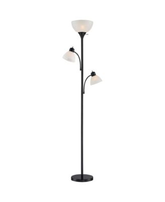 Bingham Modern Torchiere Floor Lamp with Side Lights 71 1/2" Tall Black Metal White Shade for Living Room Reading Bedroom Office House