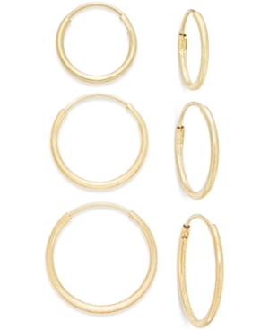 image of Polished Hoop Earring Set in 10k Gold