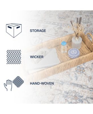 Anika 22.5&amp;quot; Traditional Southwestern Hand-Woven Abaca Tray with Handles, Natural