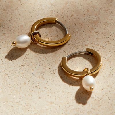 Pearl Huggie Hoops  - Frida