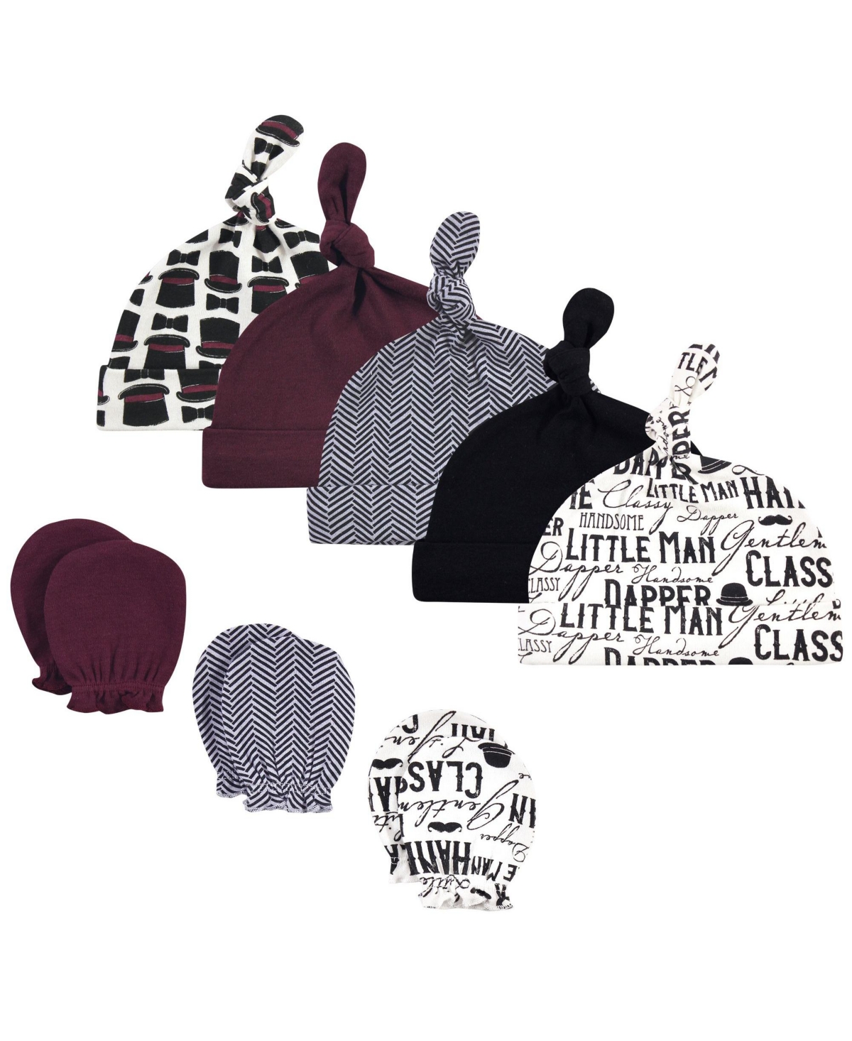 Hudson Baby Baby Girls Hudson Cotton Cap and Scratch Mitten Bundle Set, Pocket Watch Vintage Man, 0-6 Months