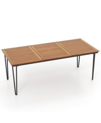 79 Inch 8-Person Outdoor Dining Table with 1.9 Inch Umbrella Hole