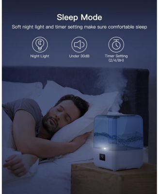 Humidifiers for Bedroom,4.5L Top Fill Humidifiers for Large Room,Cool Mist Humidifiers for Home,360 Nozzle,Auto Shut-Off,Humidity Setting, , White