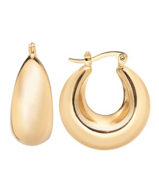Silver Plated or 18k Gold Plated Brass Puff Hoop Earrings