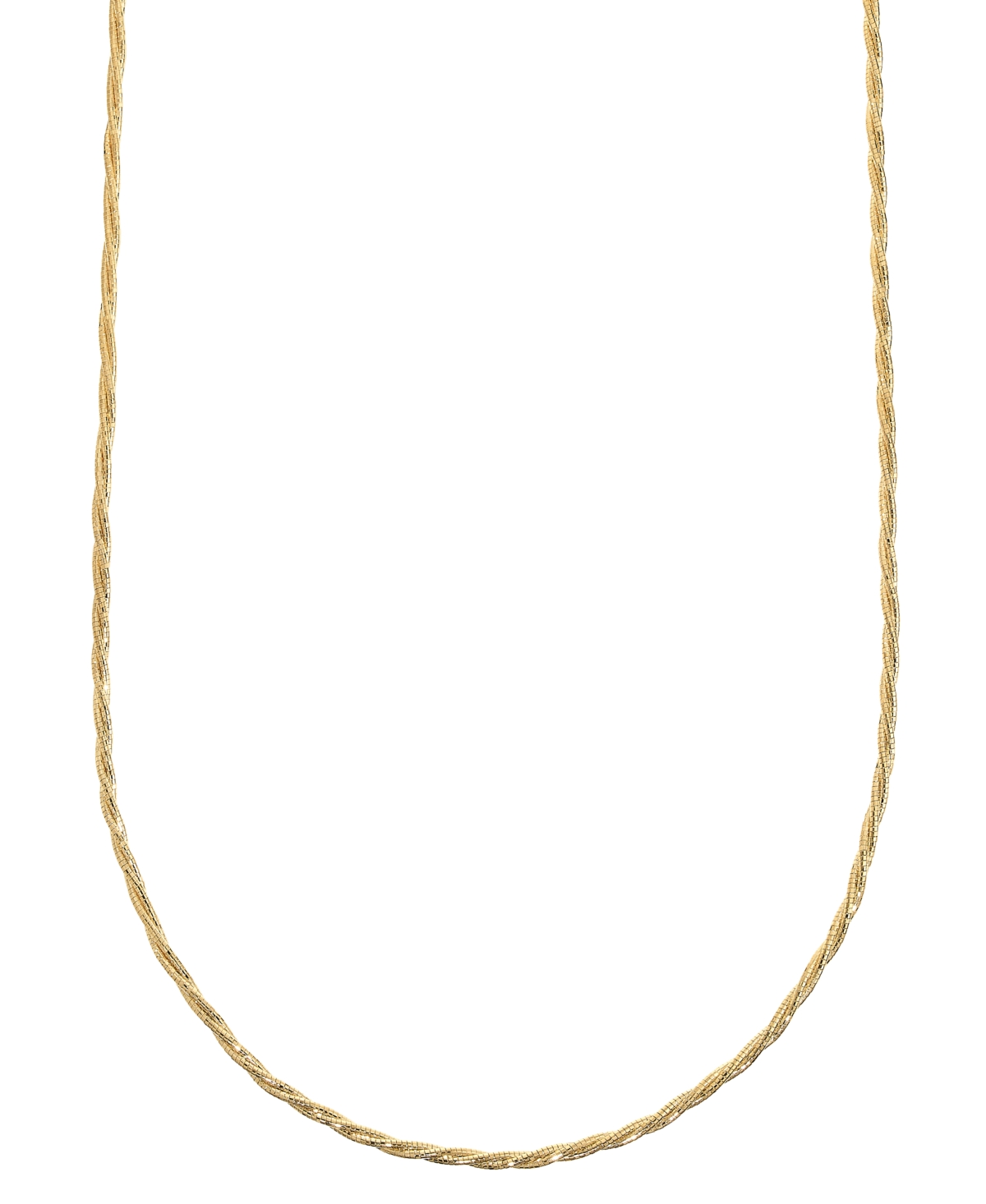Silver Plated or 18k Gold Plated Brass Twisted Snake Chain Necklace - Gold