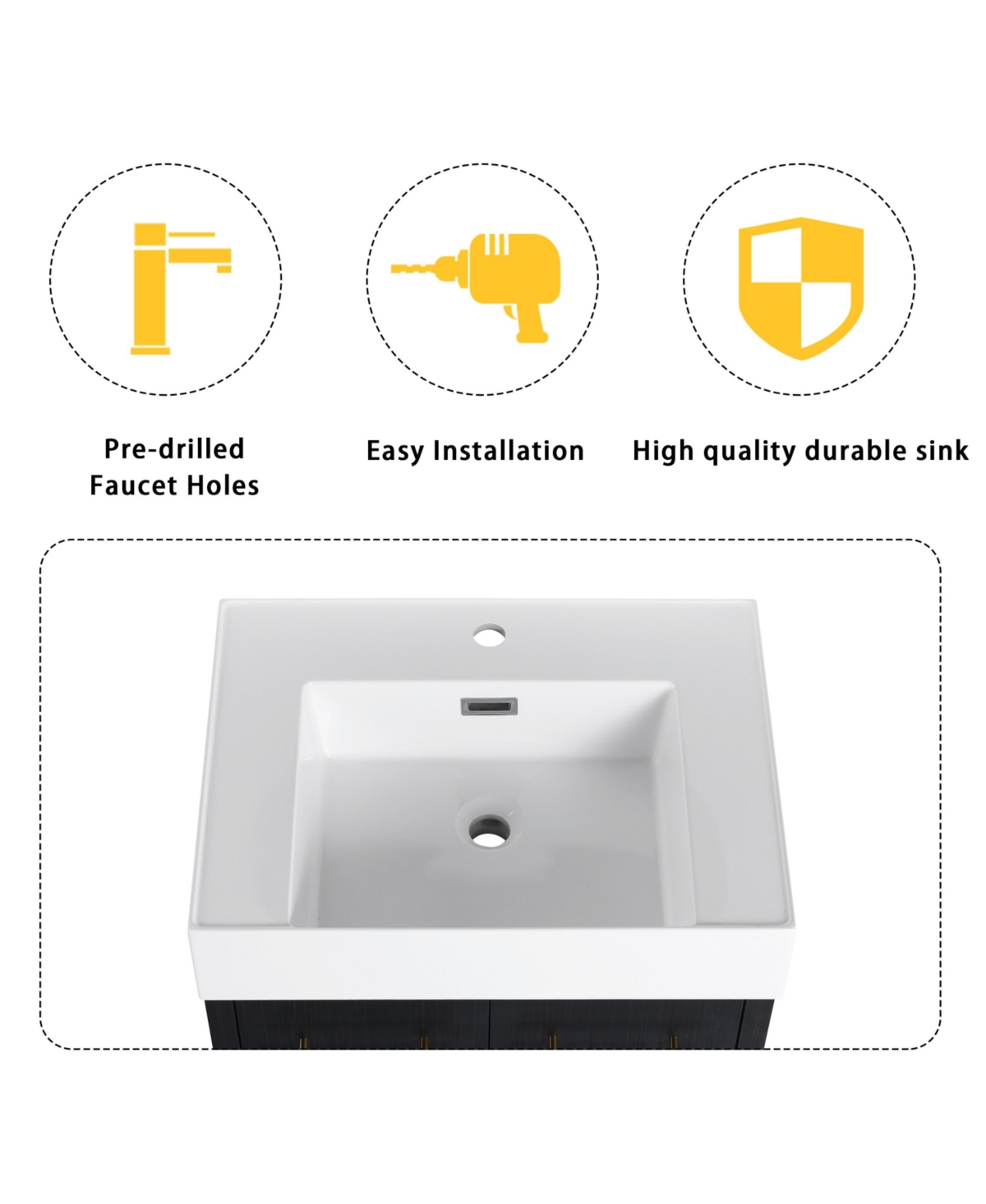 Streamdale 24" Freestanding Vanity with Resin Sink, Soft-Close Door