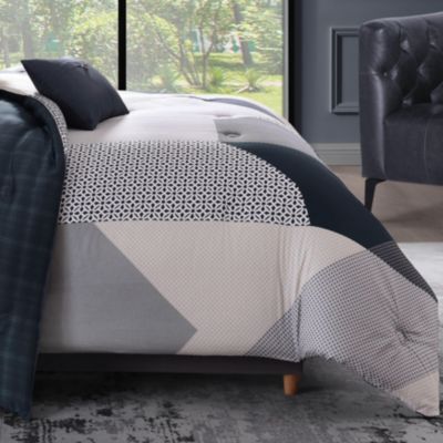 Geo Fusion 200-Thread Count Cotton Sateen 5-Pc. Reversible Comforter Set, King