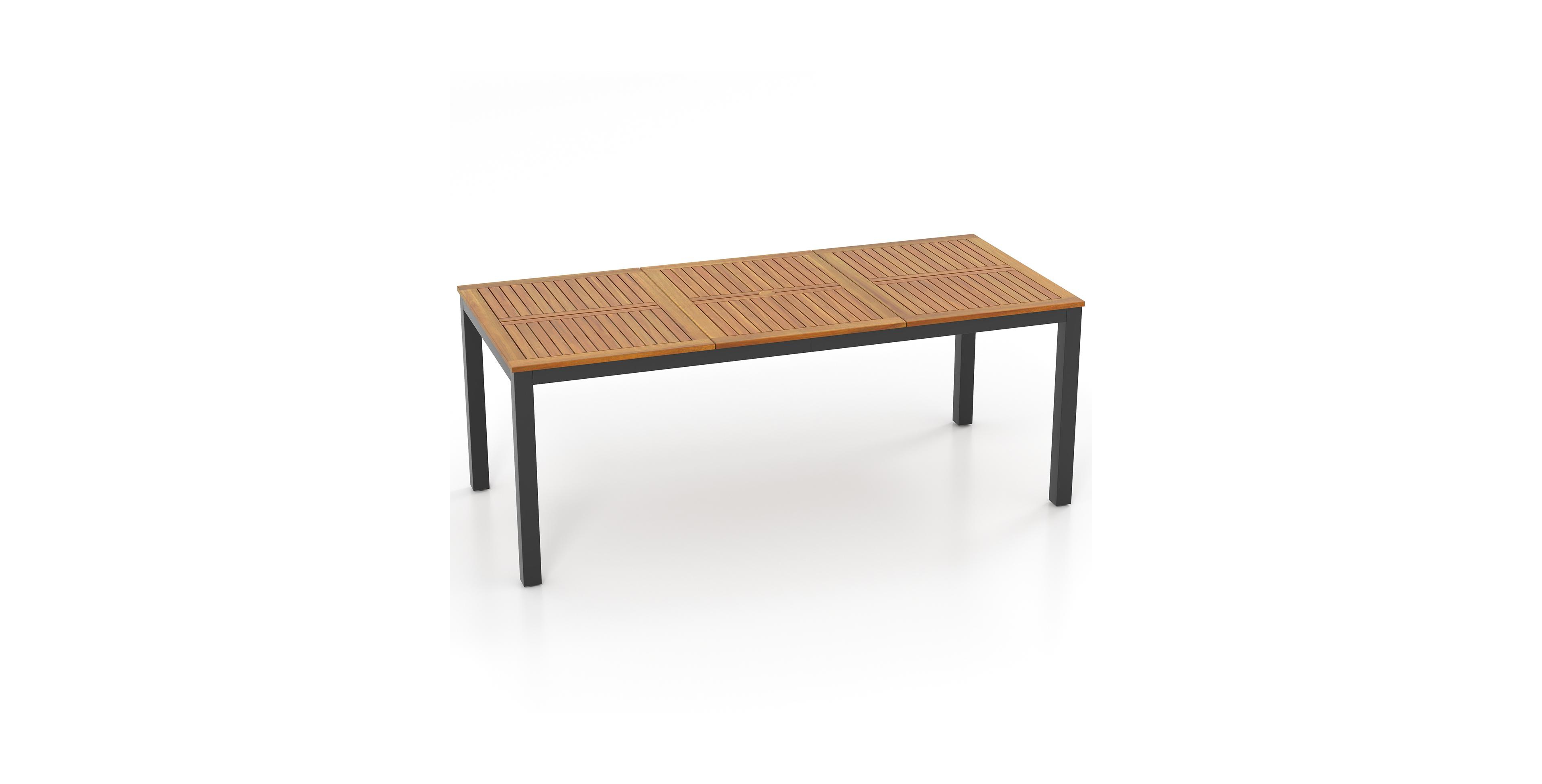 Slickblue 8-Person Outdoor Dining Table 79 Inch Acacia Wood Patio Table with Umbrella Hole