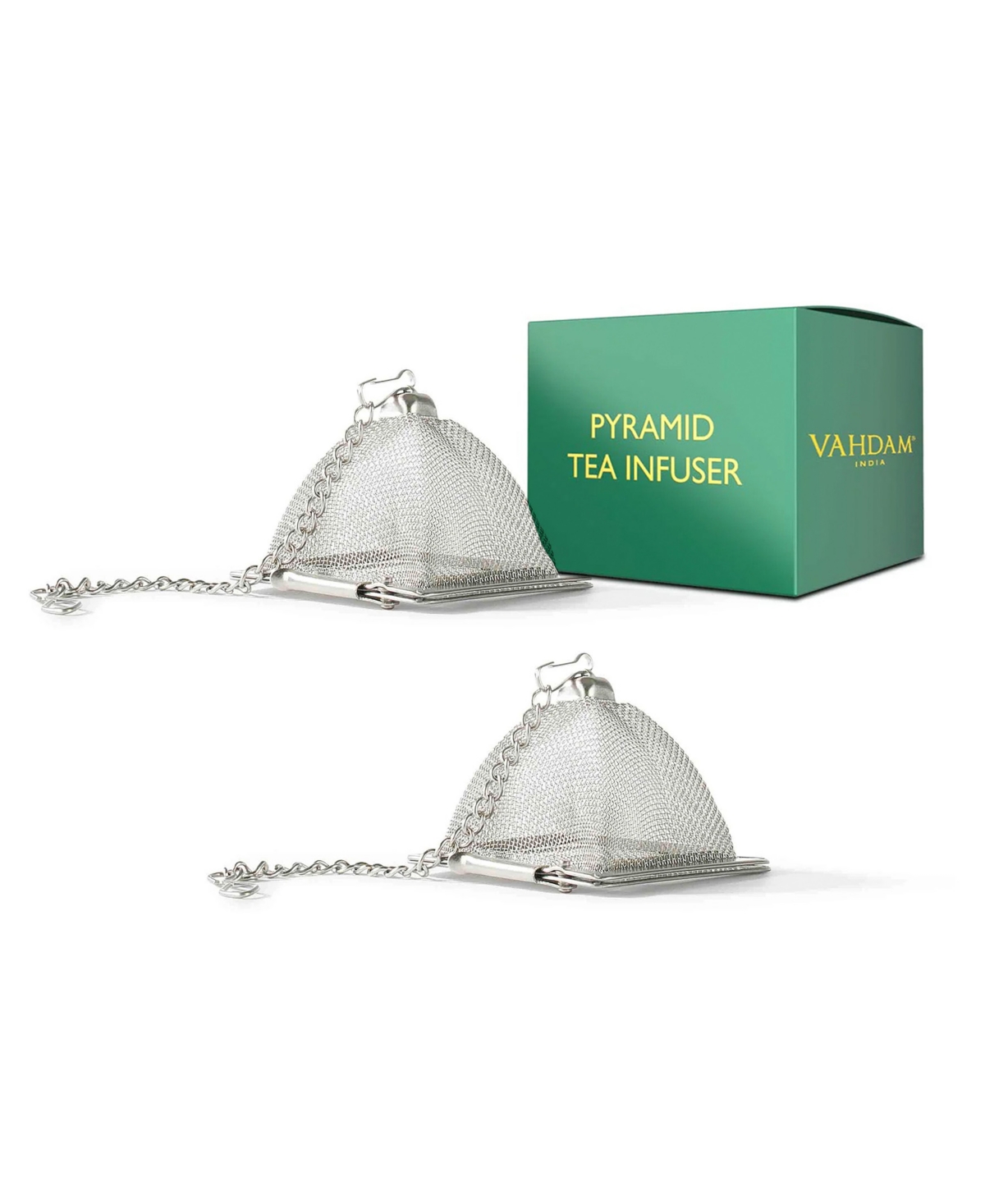 Vahdam Teas Transparent Pyramid Tea Infuser, Set Of 2 In Metallic