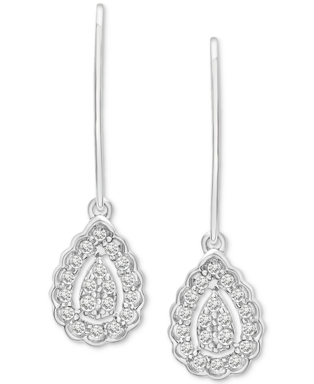 Macy's Bonus Offer: Diamond Teardrop Halo Cluster Leverback Drop Earrings In Sterling Silver, Created For M In Sterling Silver