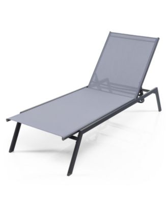 Outdoor Adjustable Chaise Lounge Chair with Lay Flat Position and Quick-Drying Fabric
