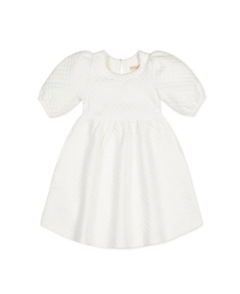 Платье Hope & Henry Quilted Puff Sleeve Dress для девочек-малышей, цвет: Мягкий белый