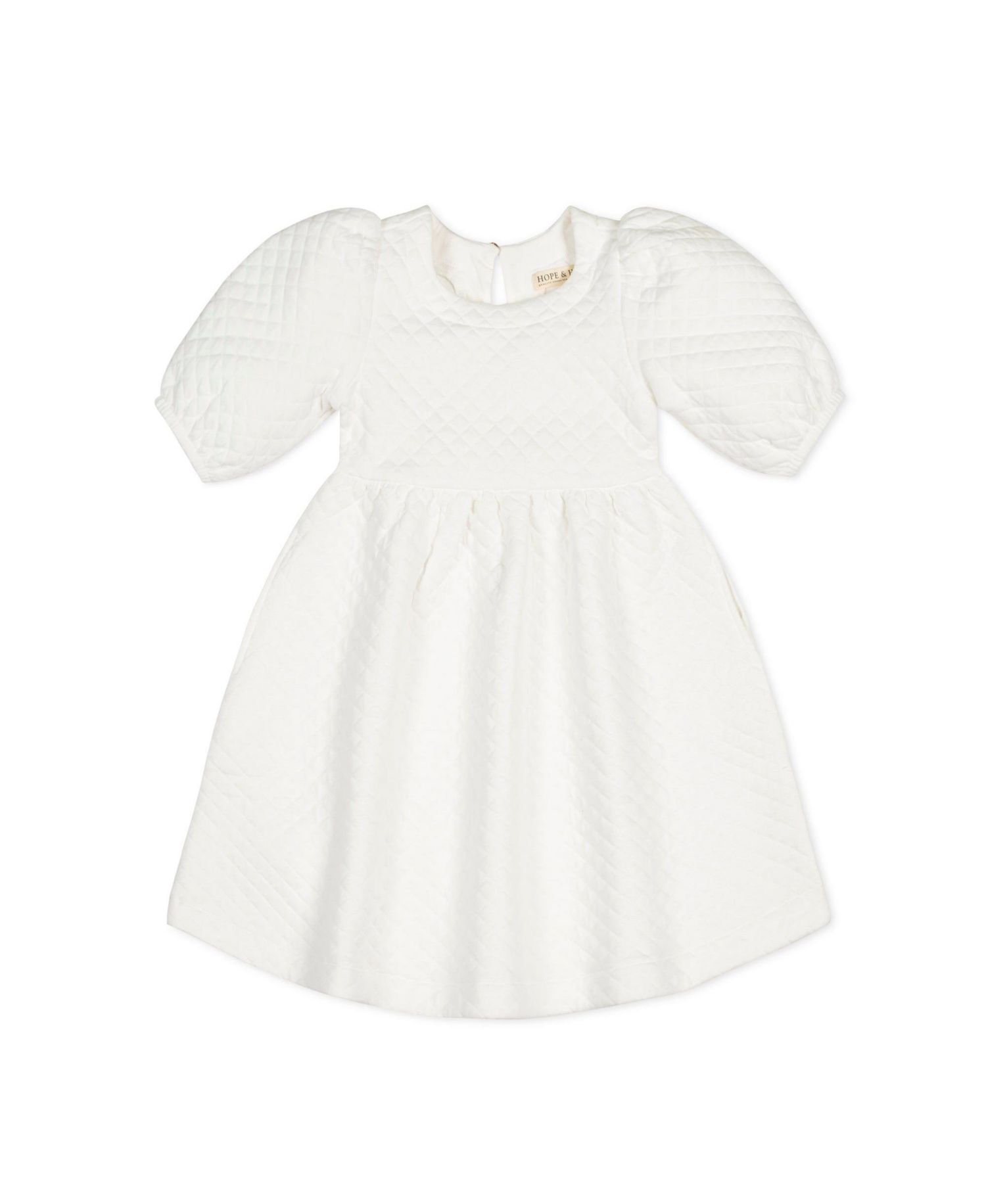 Toddler Girls Hope and Henry Quilted Puff Sleeve Dress
