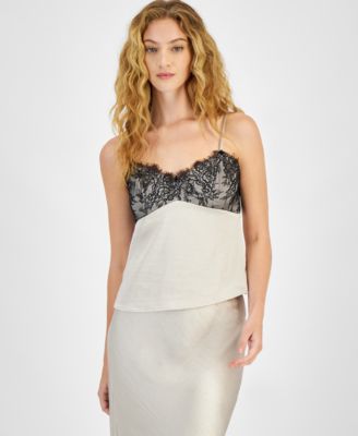 Lucy Paris - Women's Lace-Overlay V-Neck Camisole Top