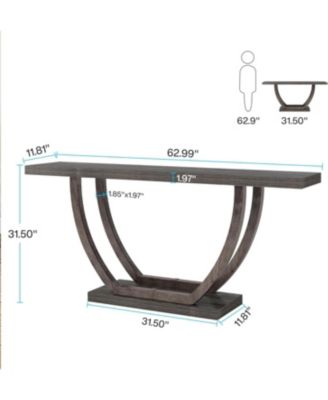 Console Table for Entryway: 63 Inches Farmhouse Wood Entry Foyer Table for Entrance, Narrow Long Sofa Table Behind Couch with Metal Legs