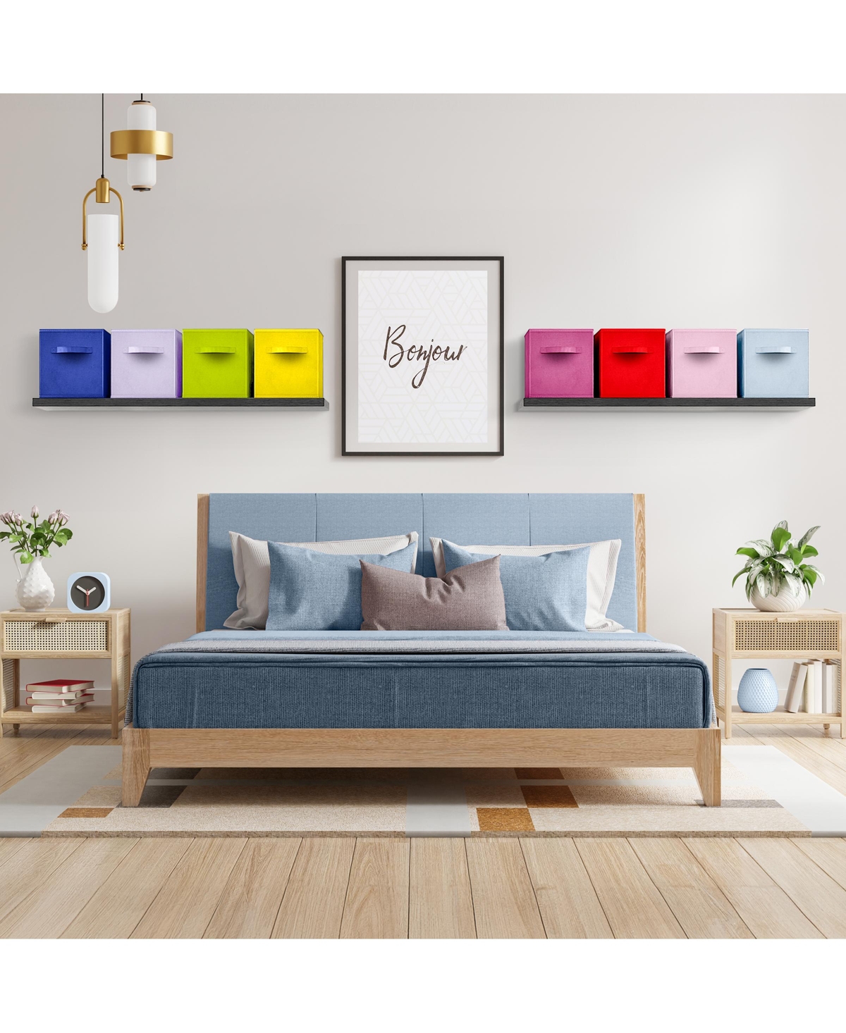 Sorbus 8 Pack Foldable Storage Cubes with Handles- for Organizing Home, Shelves, Nursery, Playroom, Closet and More (Deep Pastel) - Deep rainb