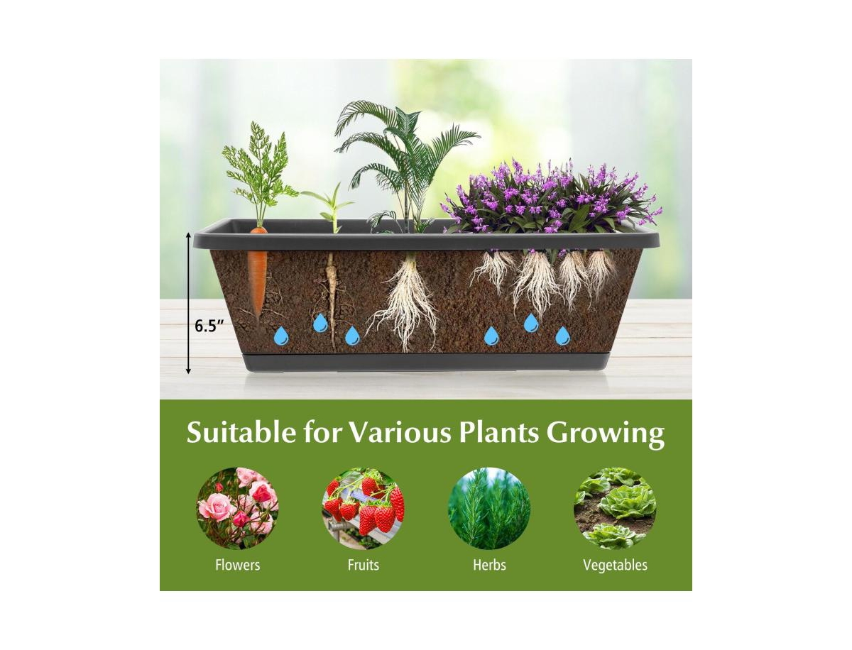 Slickblue Vertical Raised Garden Bed with 7 Planter Boxes and Storage Baskets- Black