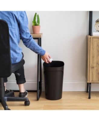6 Gallon / 24 Quart Plastic Wastebasket Trash Cans for Home, Office, Bedroom, Bathroom, Made with Recycled Materials, Black, 2-Pack
