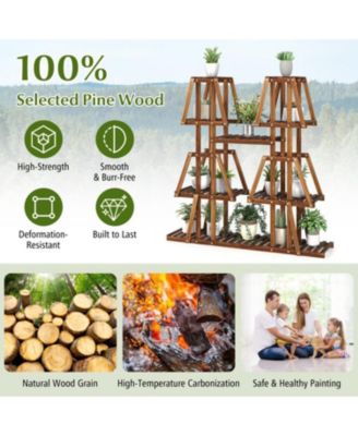 5-Tier 10 Potted Wood Plant Stand for Multiple Plants