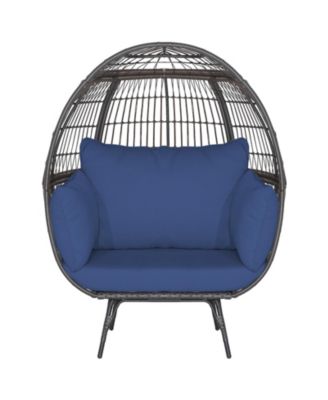 Oversized Patio Rattan Egg Lounge Chair with 4 Cushions