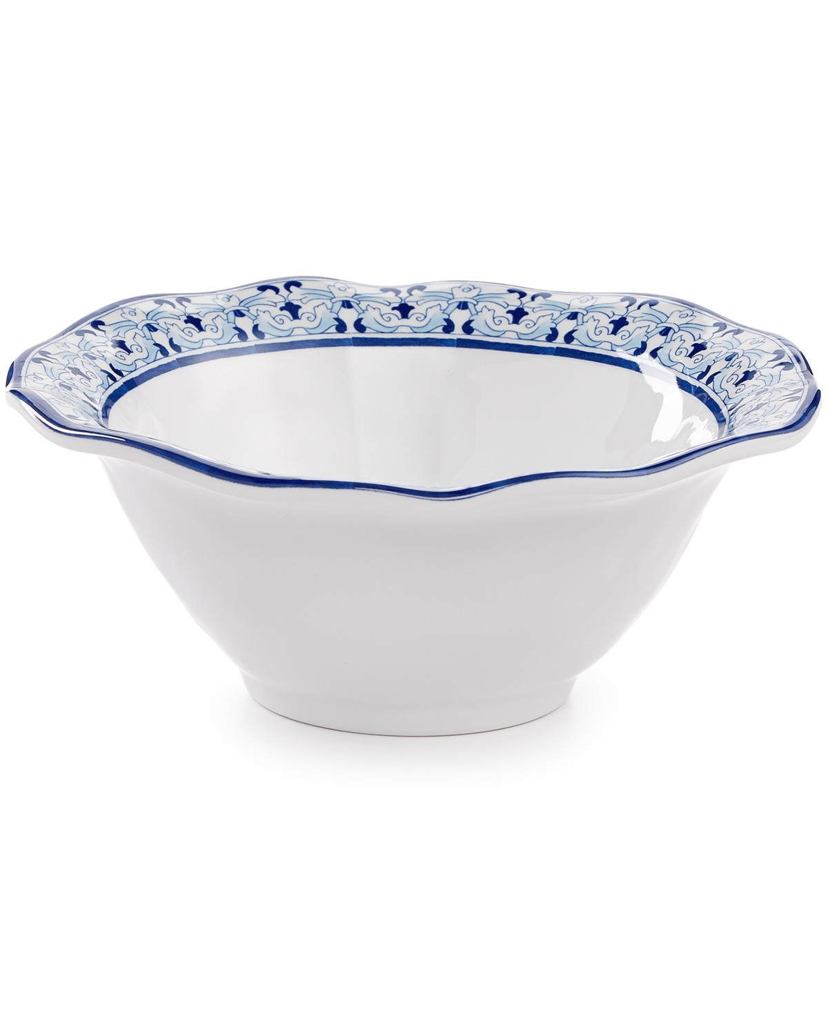 Talavera Azul Melamine 6.5" Cereal Bowl, Set of 4 - WHITE/BLUE