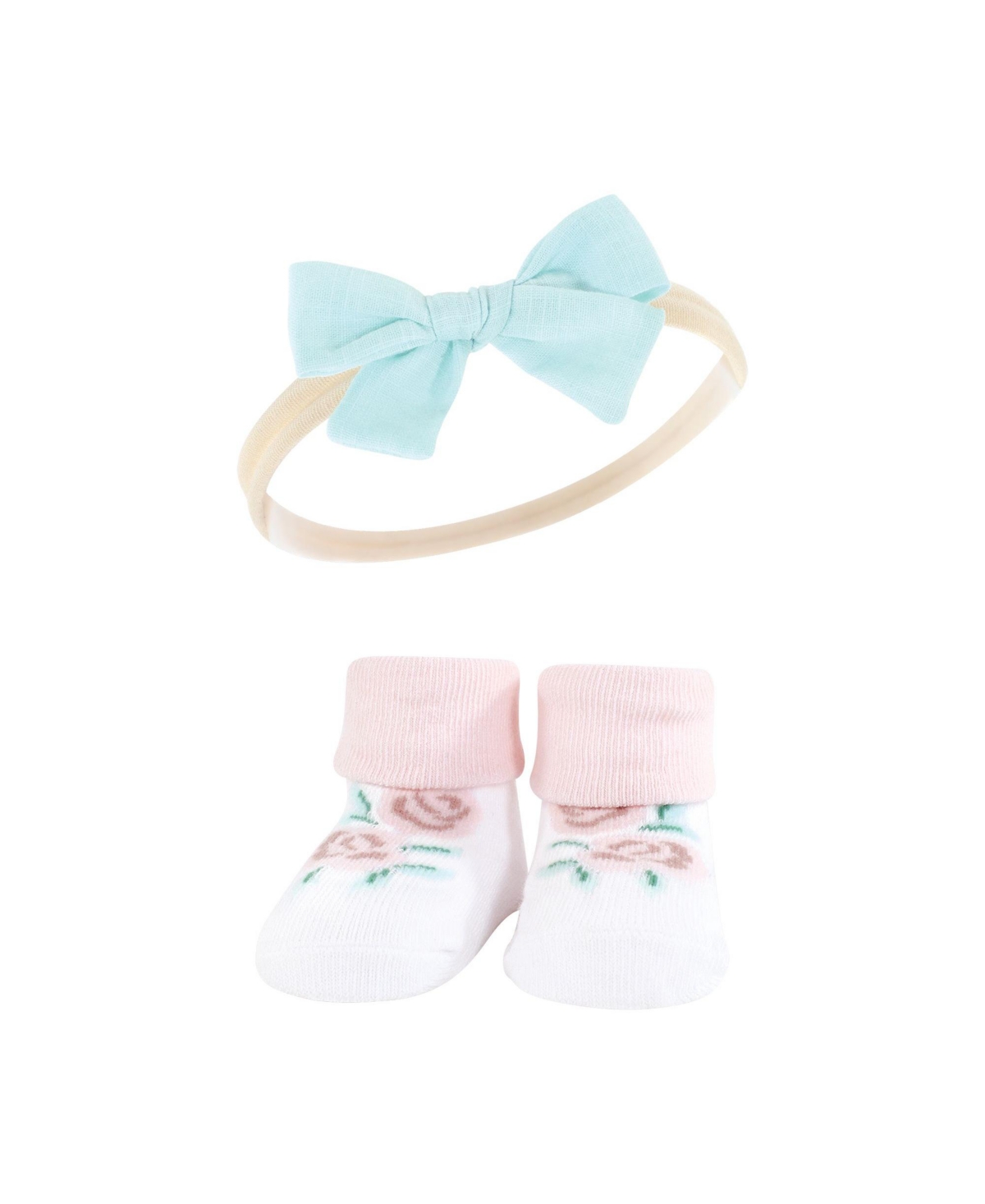 Hudson Baby Baby Girls Headband and Socks Giftset, One - Soft floral