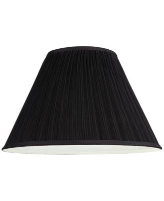 Black Mushroom Pleated Large Empire Lamp Shade 7" Top x 17" Bottom x 11" High x 11.5" Slant (Spider) Replacement with Harp and Finial