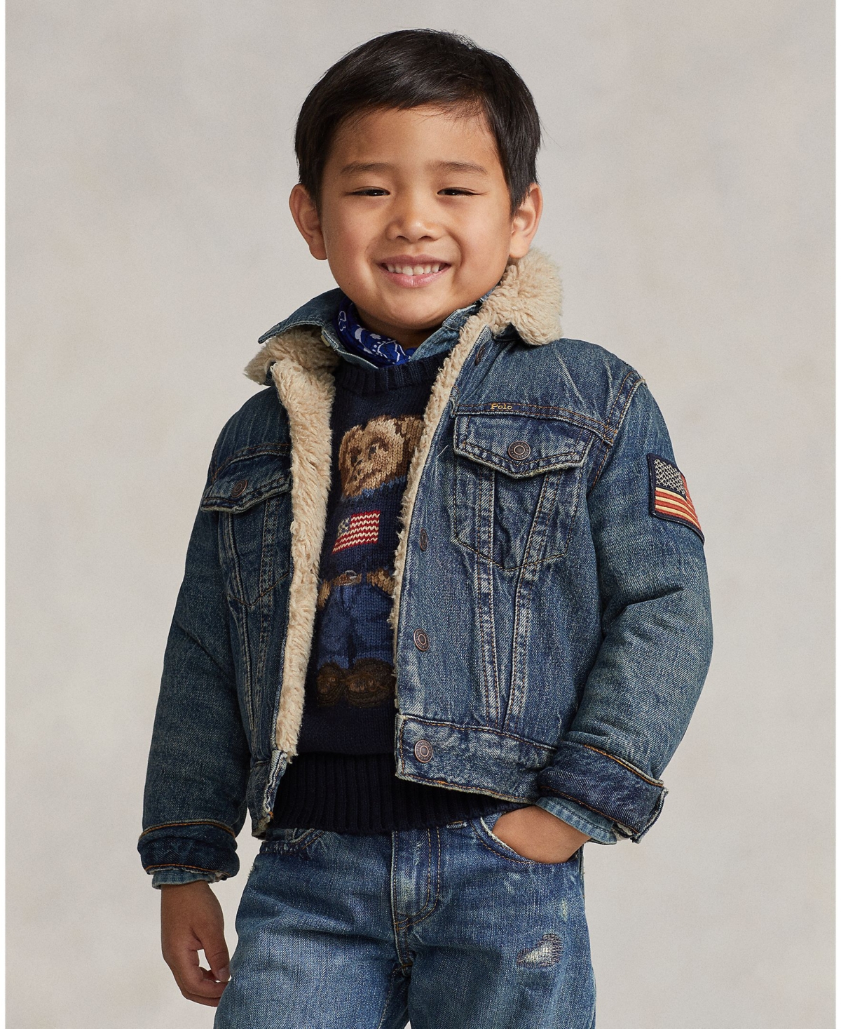 Polo Ralph Lauren Toddler And Little Boys Teddy Fleeceâlined Denim Trucker Jacket In Wills