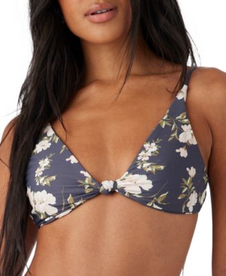 Juniors' Kendra Floral Knot-Front Bikini Top