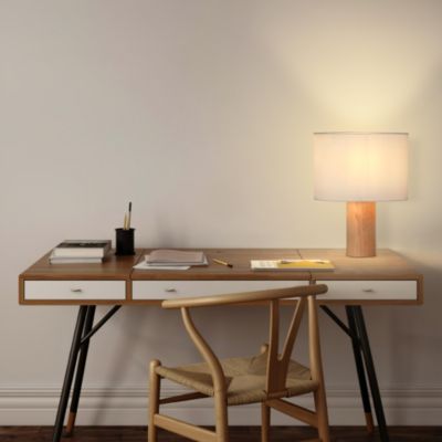 Mia LED Table Lamp with Maple Wood Base, Bulb Included (16")