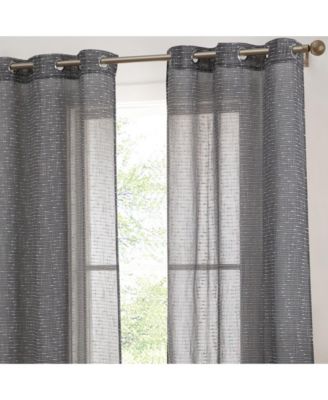 Emily Faux Linen Semi Sheer Light Filtering Transparent Grommet Lightweight Window Curtains Drapery Panels, 2 Panels