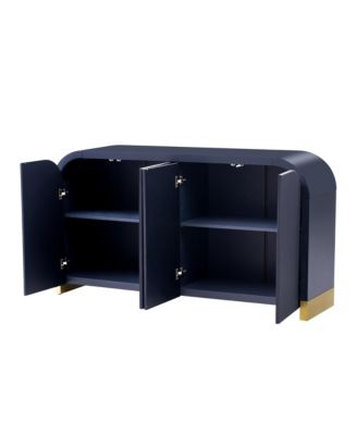 4-Door Wavy Cabinet with Adjustable Shelves and Curved Corners for Living Room or Entryway