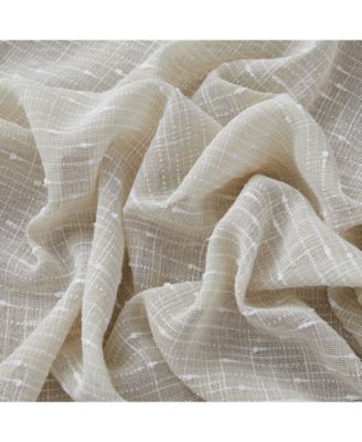 Emily Faux Linen Semi Sheer Transparent Rod Pocket Back Tab Lightweight Window Curtains Wide Panels, Pair