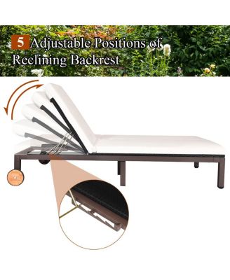 2-Person Patio Rattan Lounge Chair with Adjustable Backrest and Cushions