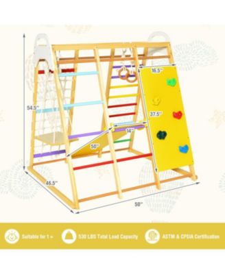 8-in-1 Wooden Jungle Gym Playset with Slide and Monkey Bars For Outdoor Play