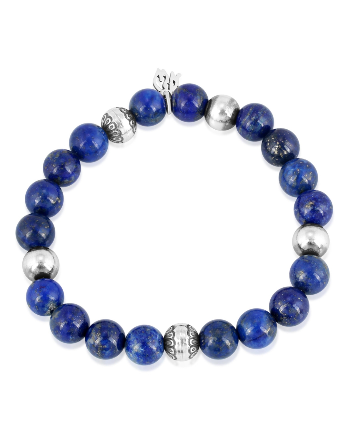American West Jewelry Sterling Silver Lapis Lazuli Gemstone Stretch Bracelet, Size Medium - Large