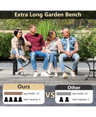 72 Inch Extra Long Bench with All-Weather HDPE Seat & Back for Yard Garden Porch